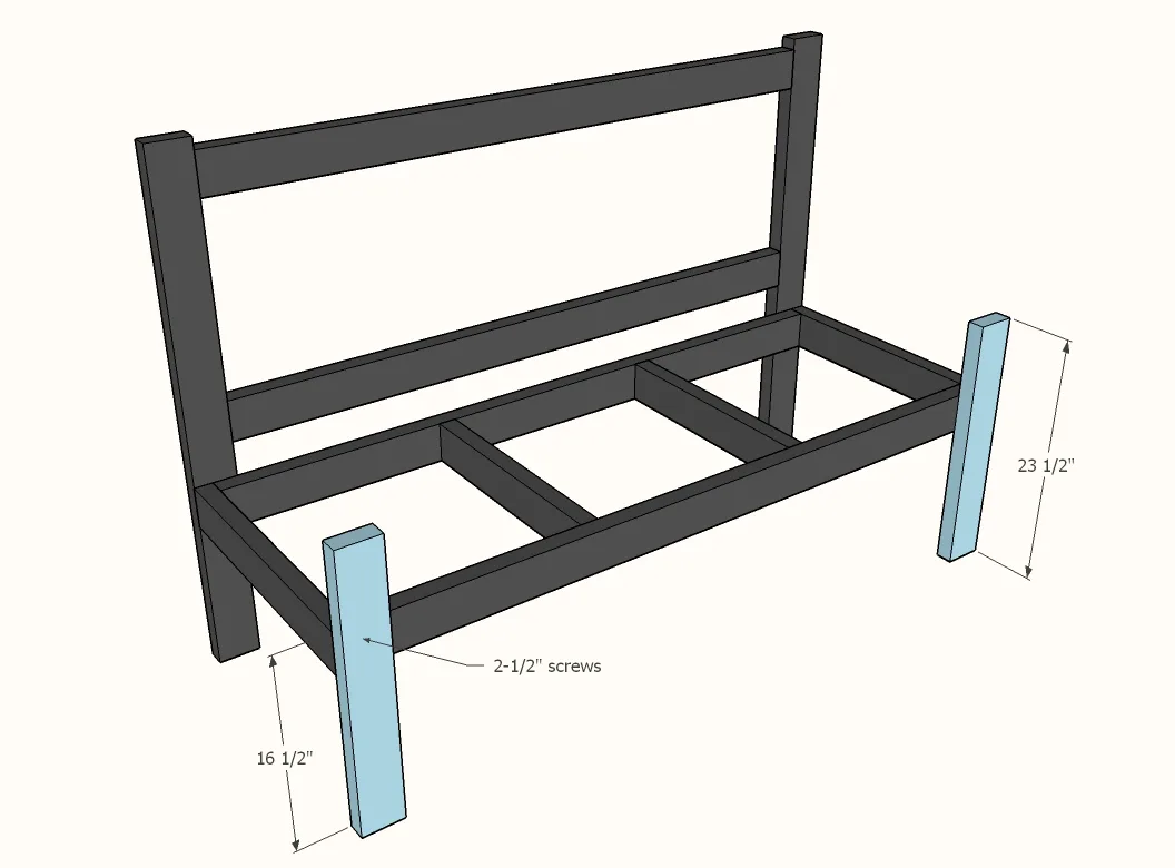 Large Outdoor Bench with X Backs, step 4