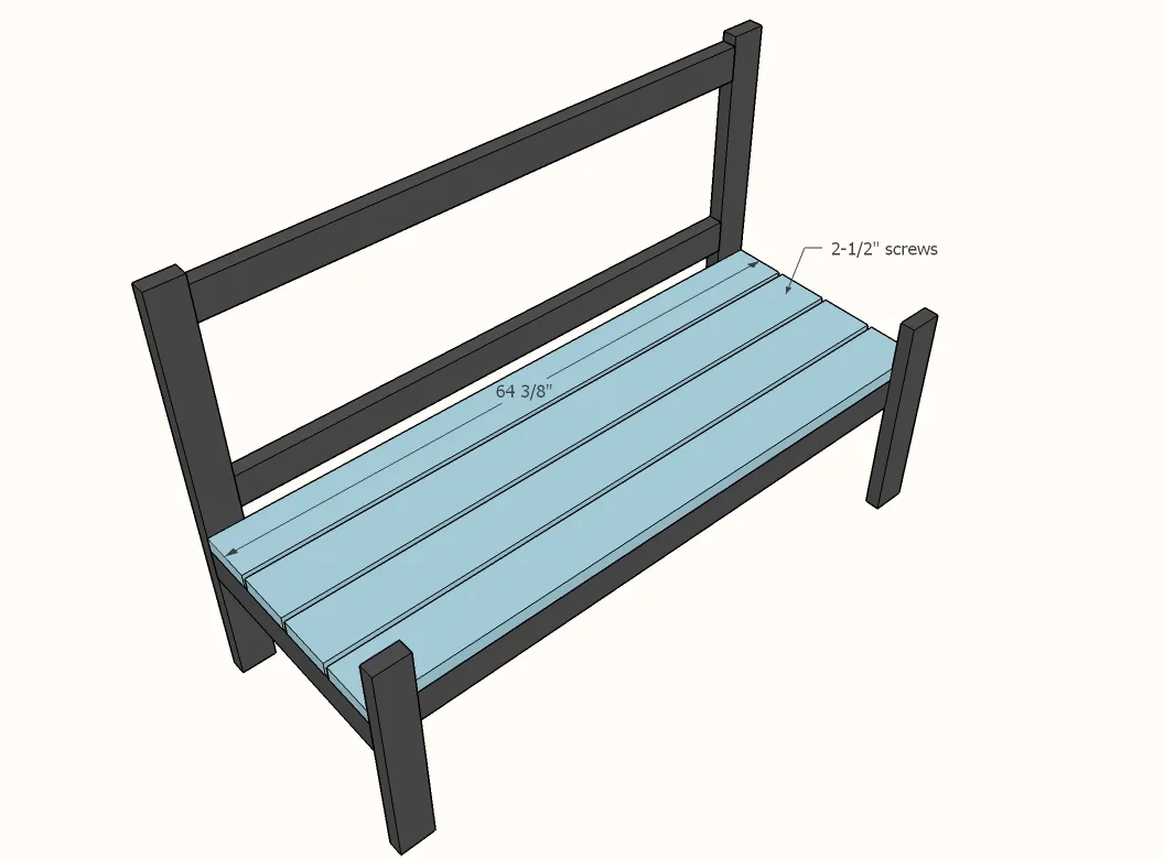 Large Outdoor Bench with X Backs, step 5
