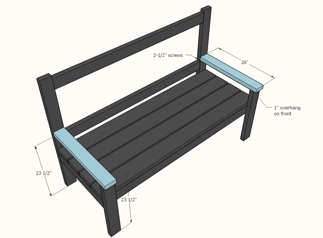 Large Outdoor Bench with X Backs, step 6