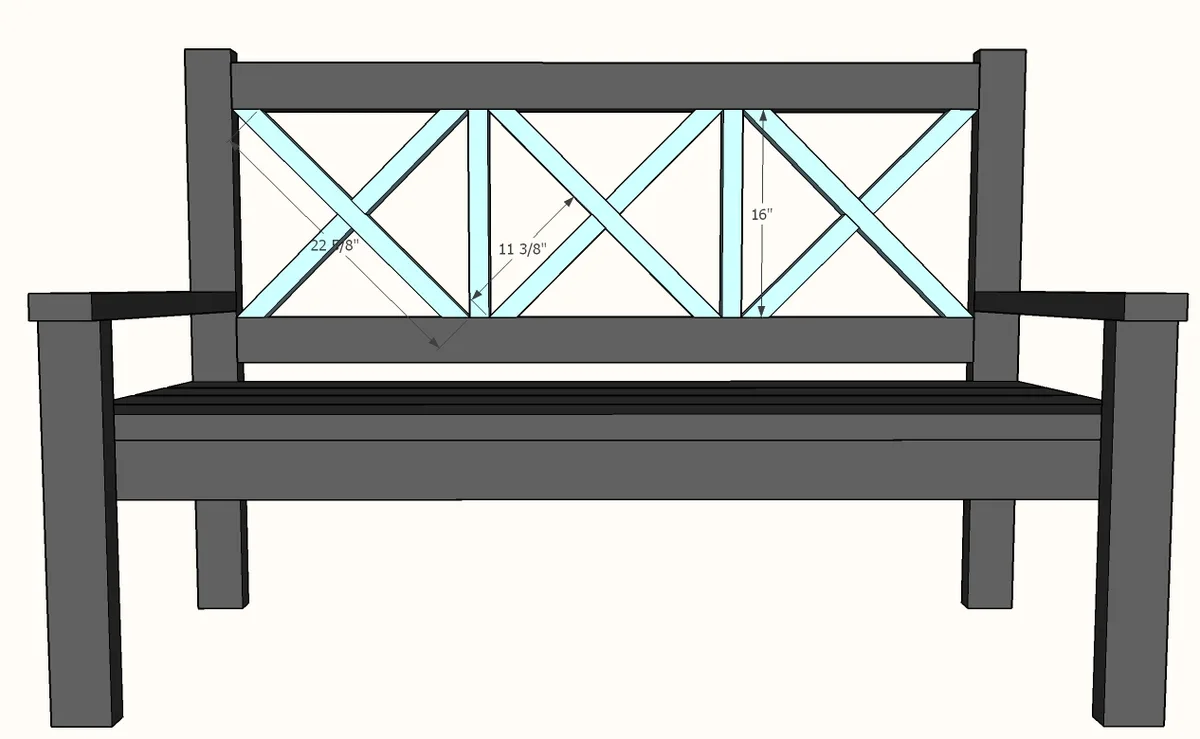 Large Outdoor Bench with X Backs, step 7
