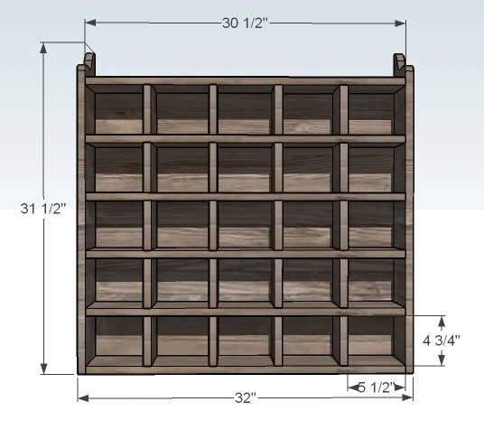 Large Square Wall Cubby Organizer for Small Items dimension diagram 1
