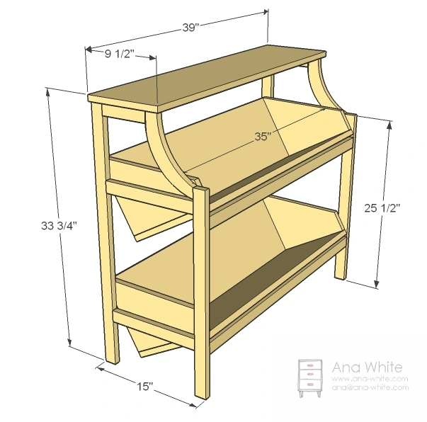 Library Console Table dimension diagram 1
