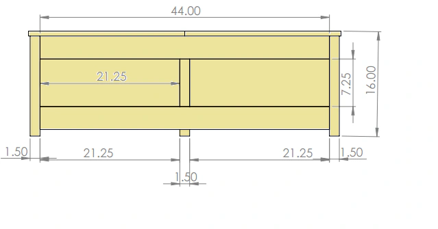 Lift Top Coffee Table with Drawers dimension diagram 1