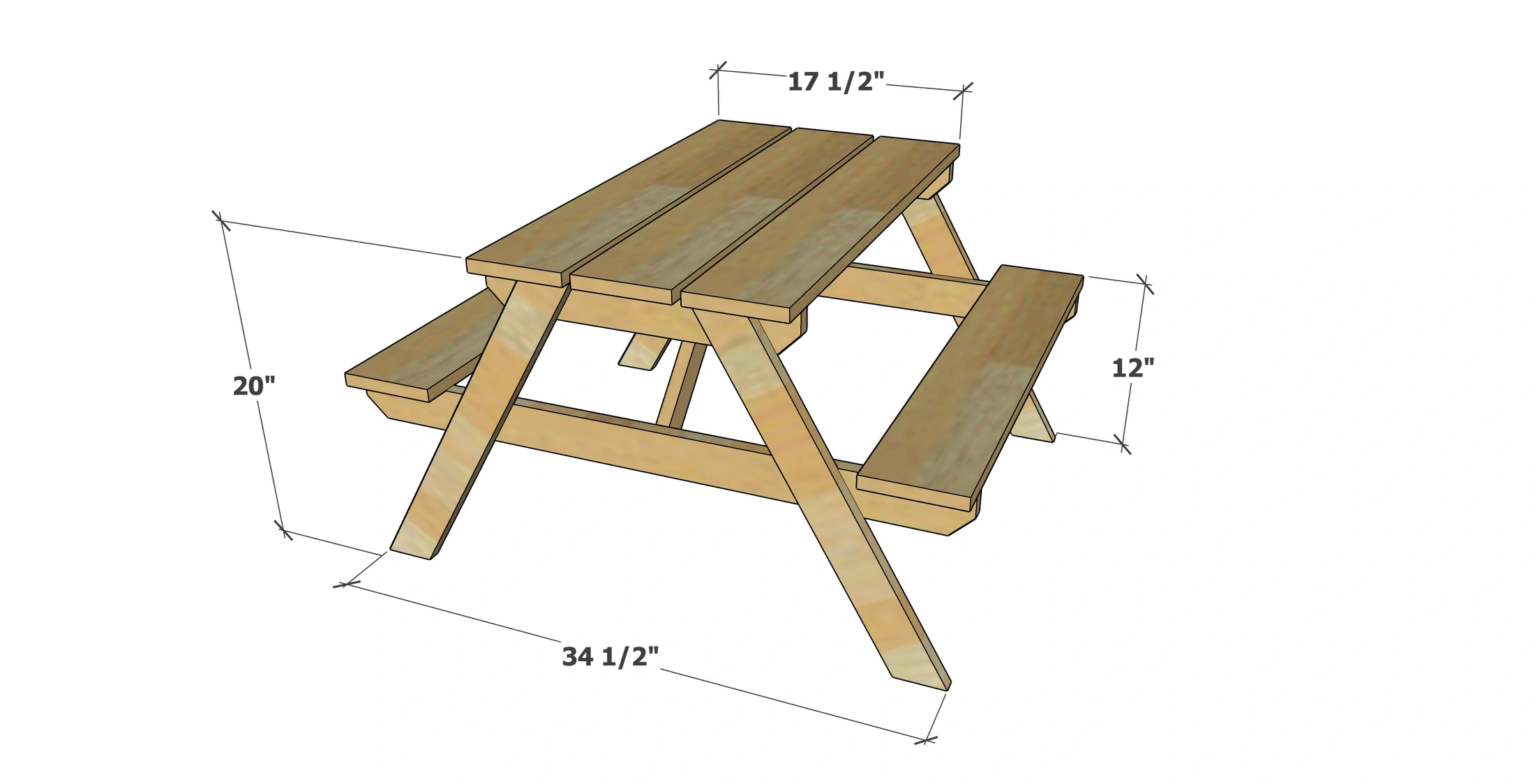Little Kids Picnic Table dimension diagram 1