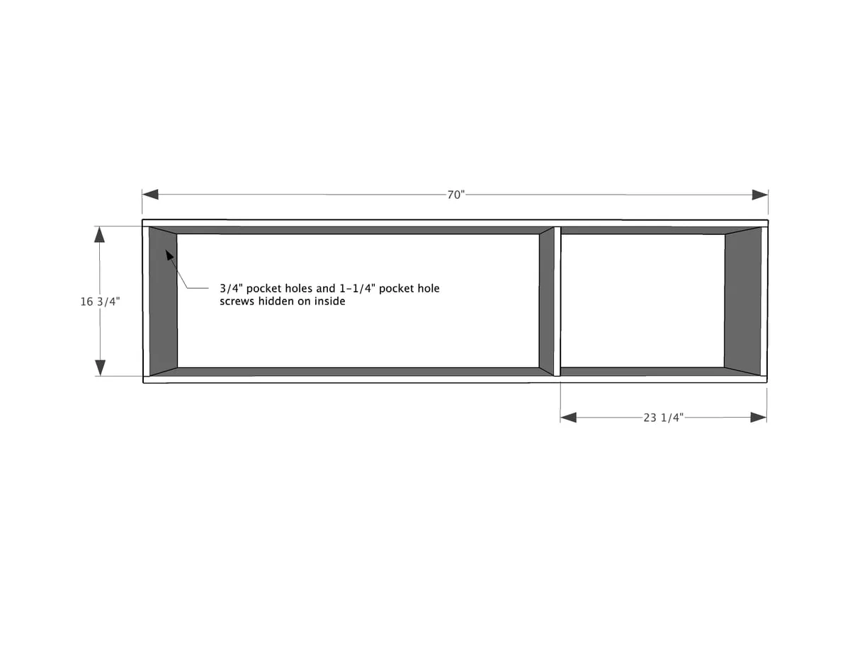 Long Modern Media Console or Entertainment Center, step 1