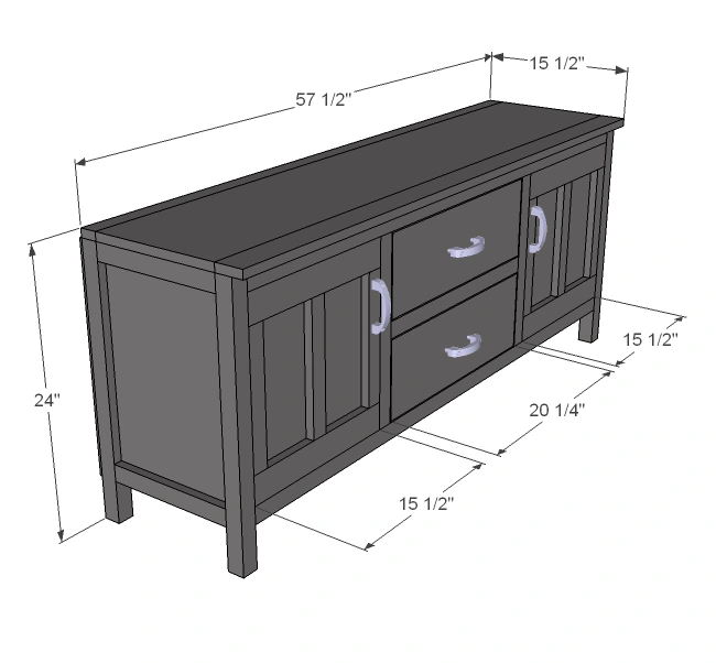 Media Console dimension diagram 1