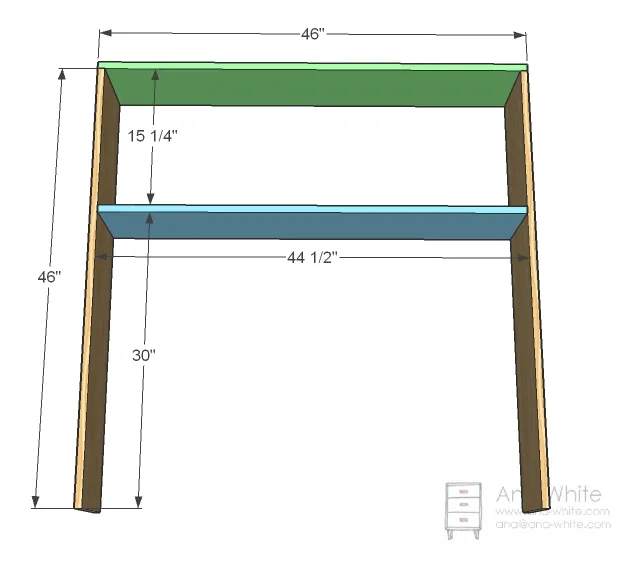 Media Hutch for the Turned Leg Media Console, step 1