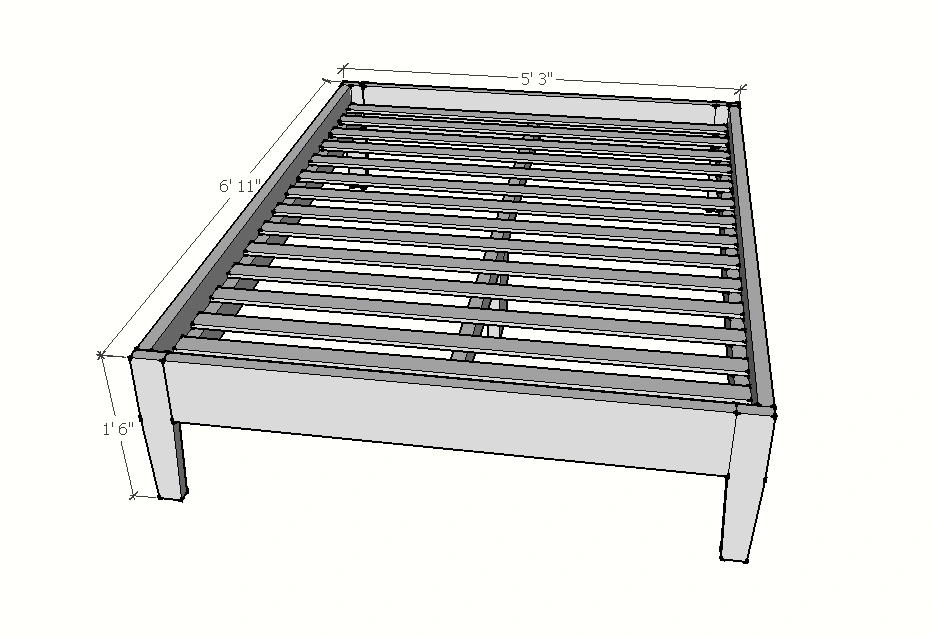 Mid-Century Inspired Platform Bed dimension diagram 1