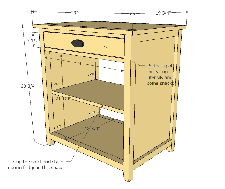 Mini Fridge Snack Cabinet dimension diagram 1
