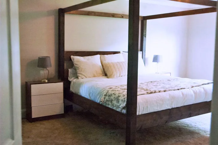 Minimalist Rustic Modern King Canopy Bed