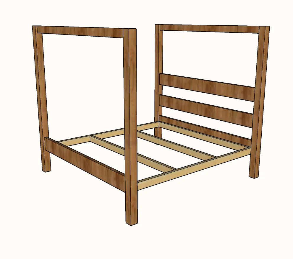 Minimalist Rustic Modern King Canopy Bed, step 4