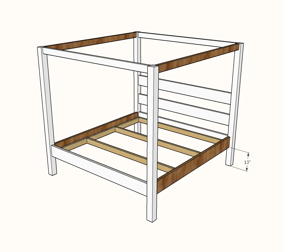 Minimalist Rustic Modern King Canopy Bed, step 5