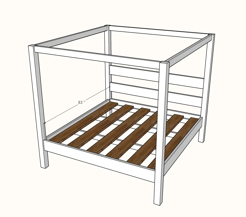 Minimalist Rustic Modern King Canopy Bed, step 7