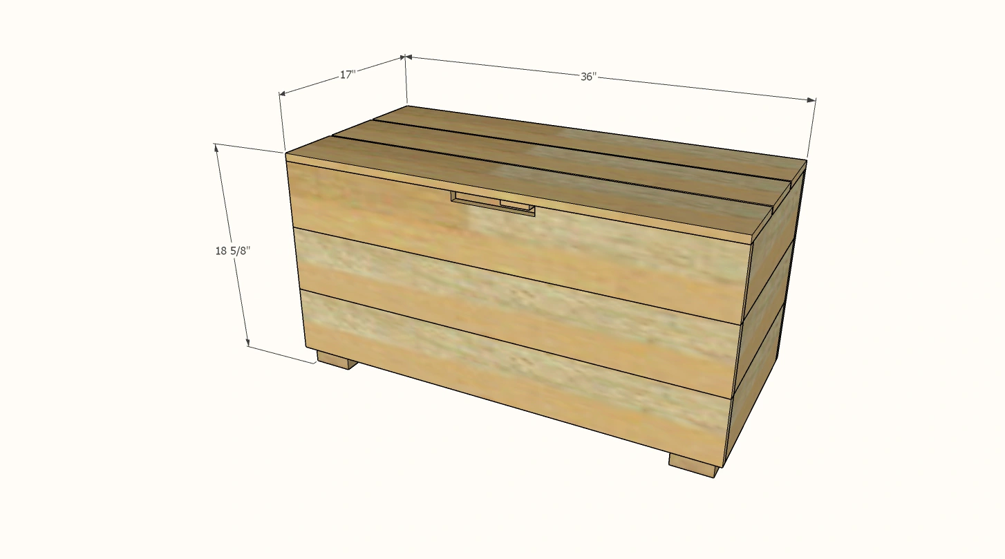 Modern Cedar Outdoor Storage Bench dimension diagram 1