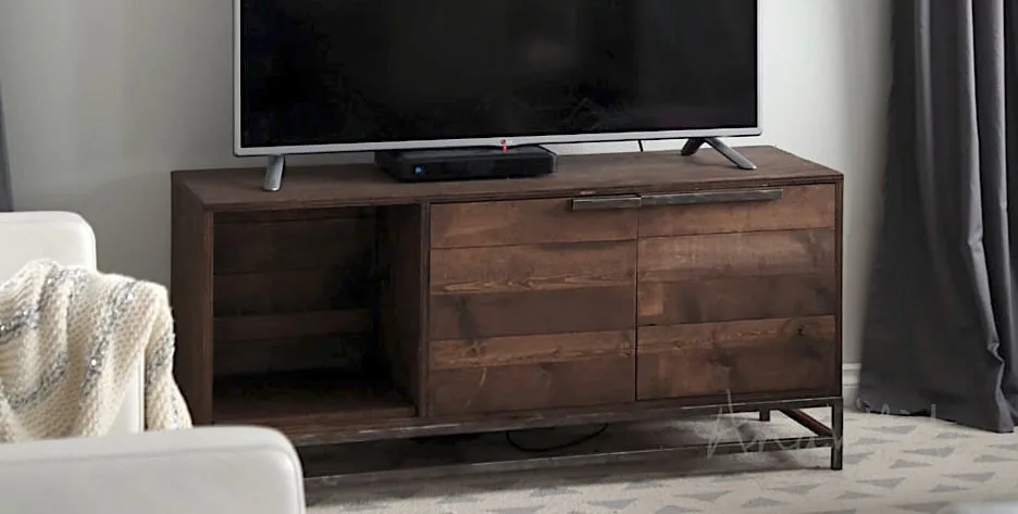 Modern Media Console with Metal Box Frame Base