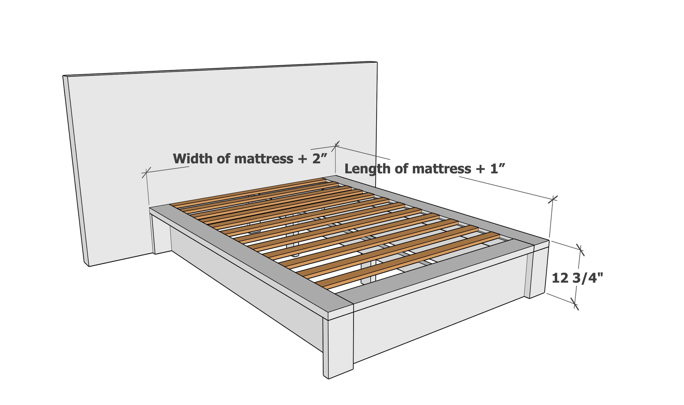 Modern Platform Bed Frame dimension diagram 1