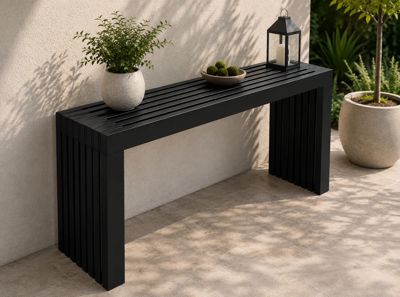 Modern Vertical Slat Top Console