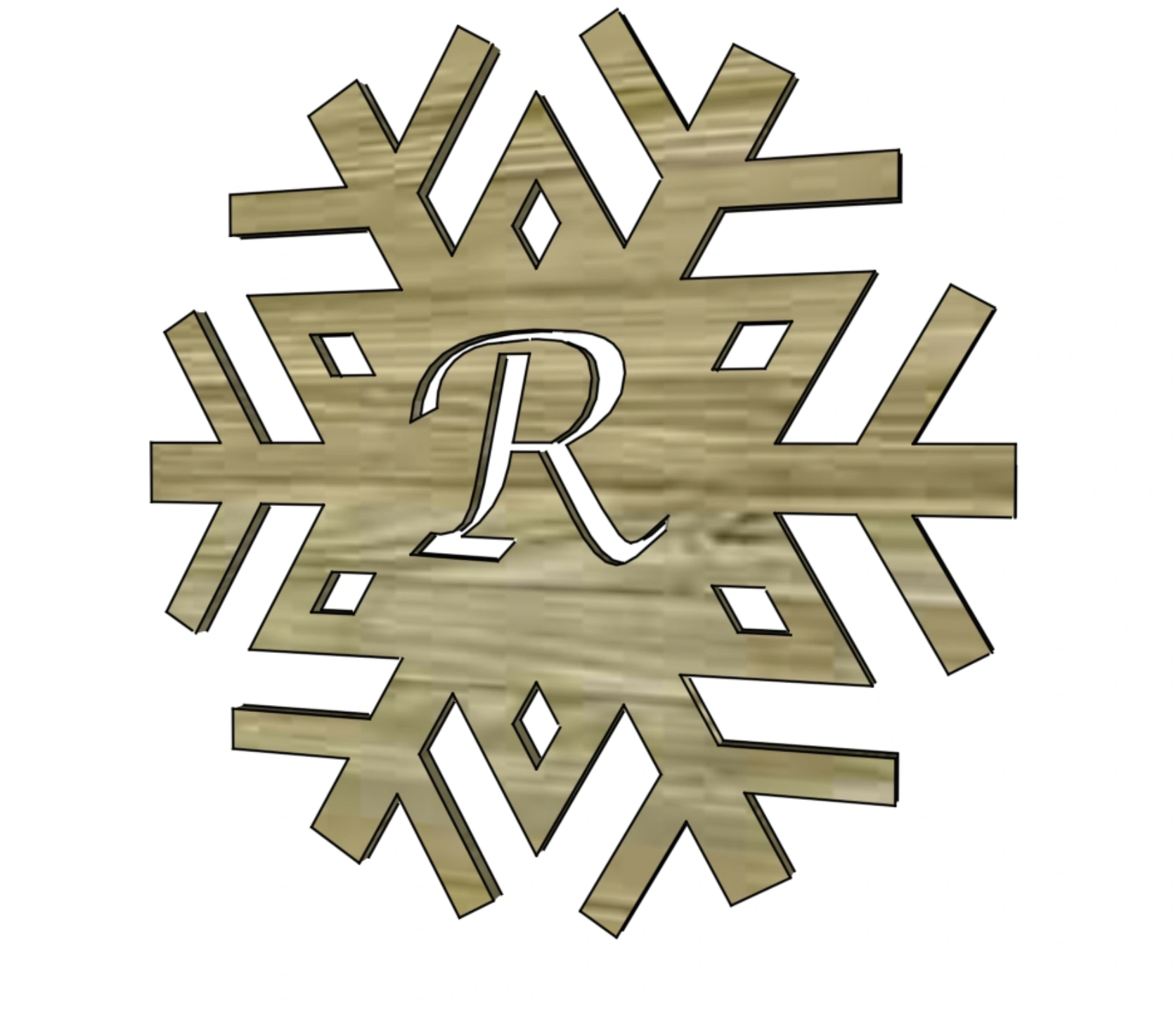Monogrammed Snowflake Cutout dimension diagram 1