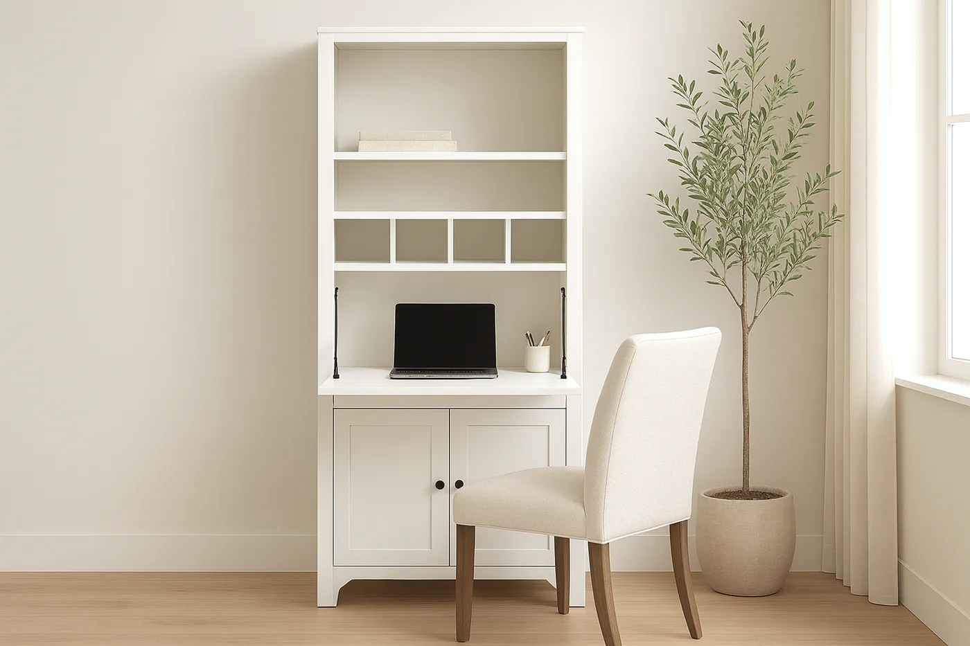 Narrow Depth Secretary Cabinet with Mail Slots