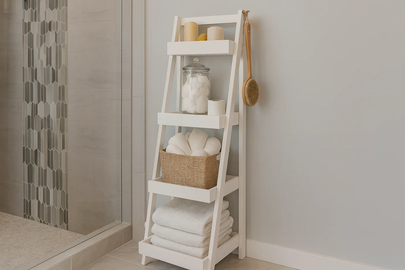 Narrow Painter's Ladder Shelf