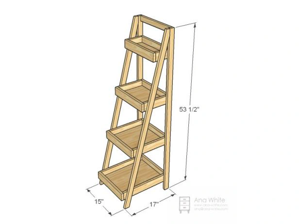Narrow Painter's Ladder Shelf dimension diagram 1