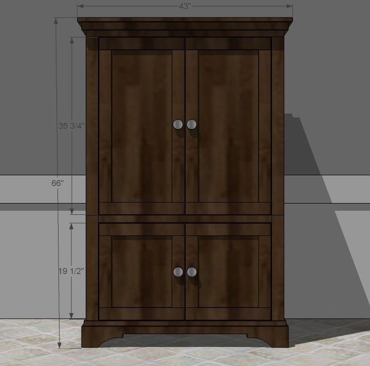 Nursery Armoire dimension diagram 1