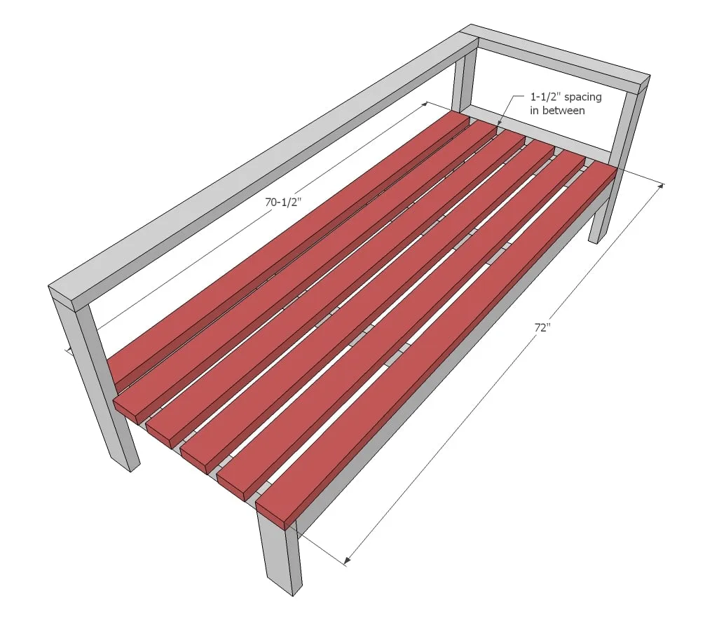 One Arm 2x4 Outdoor Sofa, step 6