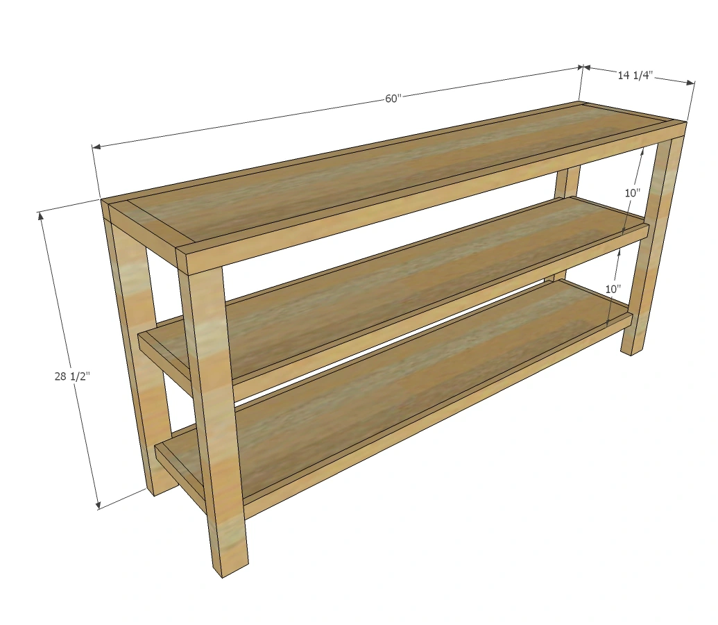 Open Shelf Media Console dimension diagram 1