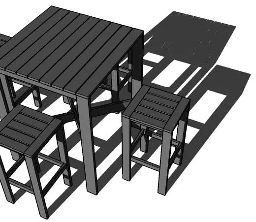 Outdoor Modern Bar Table, X Base