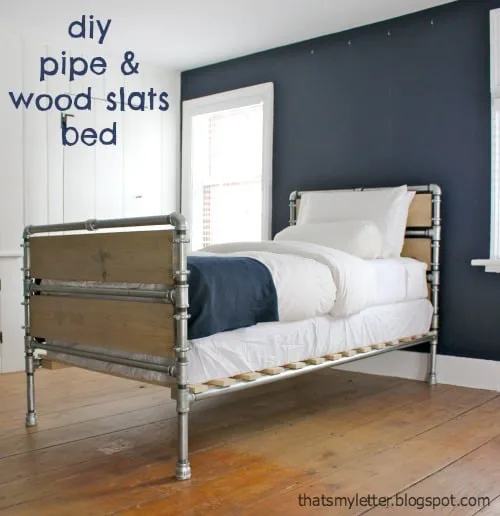 Pipe and Wood Slat Bed