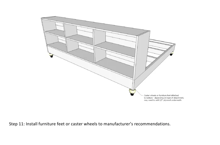 Platform Bed with Side Storage 1x12 Divider Shelf, step 11