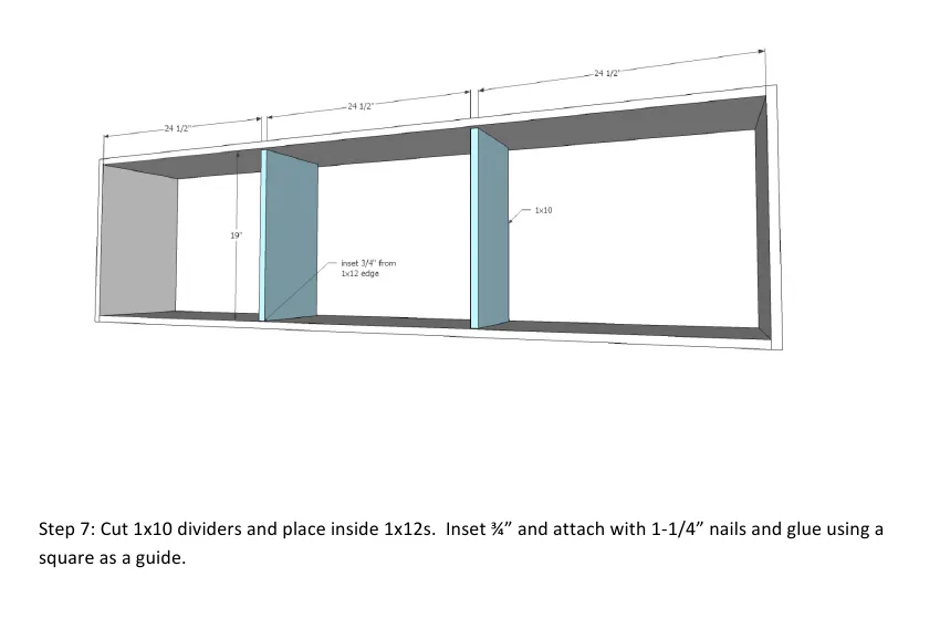 Platform Bed with Side Storage 1x12 Divider Shelf, step 7