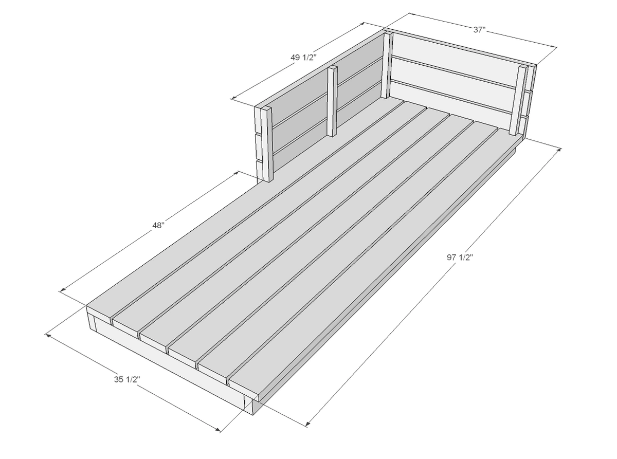 Platform Outdoor Sectional with End Table (part 2) dimension diagram 1