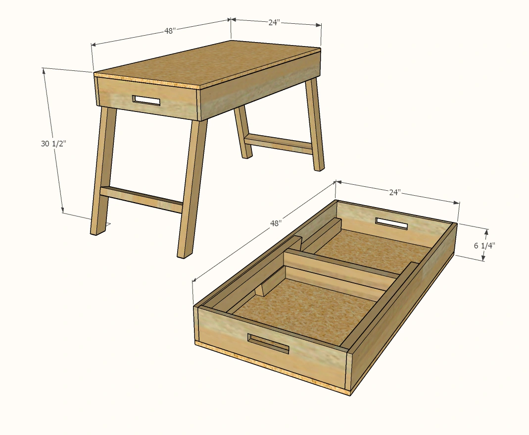 Portable Workbench “Woodshop in a Box” dimension diagram 1