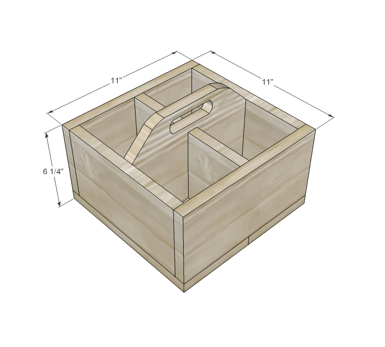 Reclaimed Soda Crate Caddy dimension diagram 1
