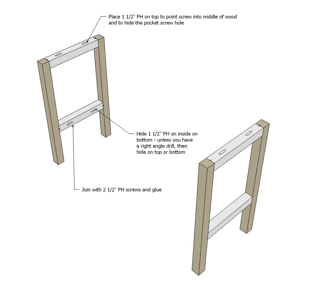 Rectangle End Table with Shelf, step 1