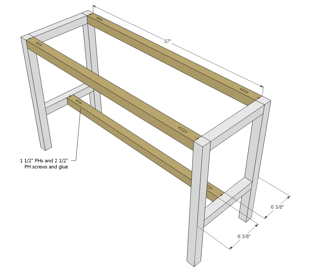 Rectangle End Table with Shelf, step 2