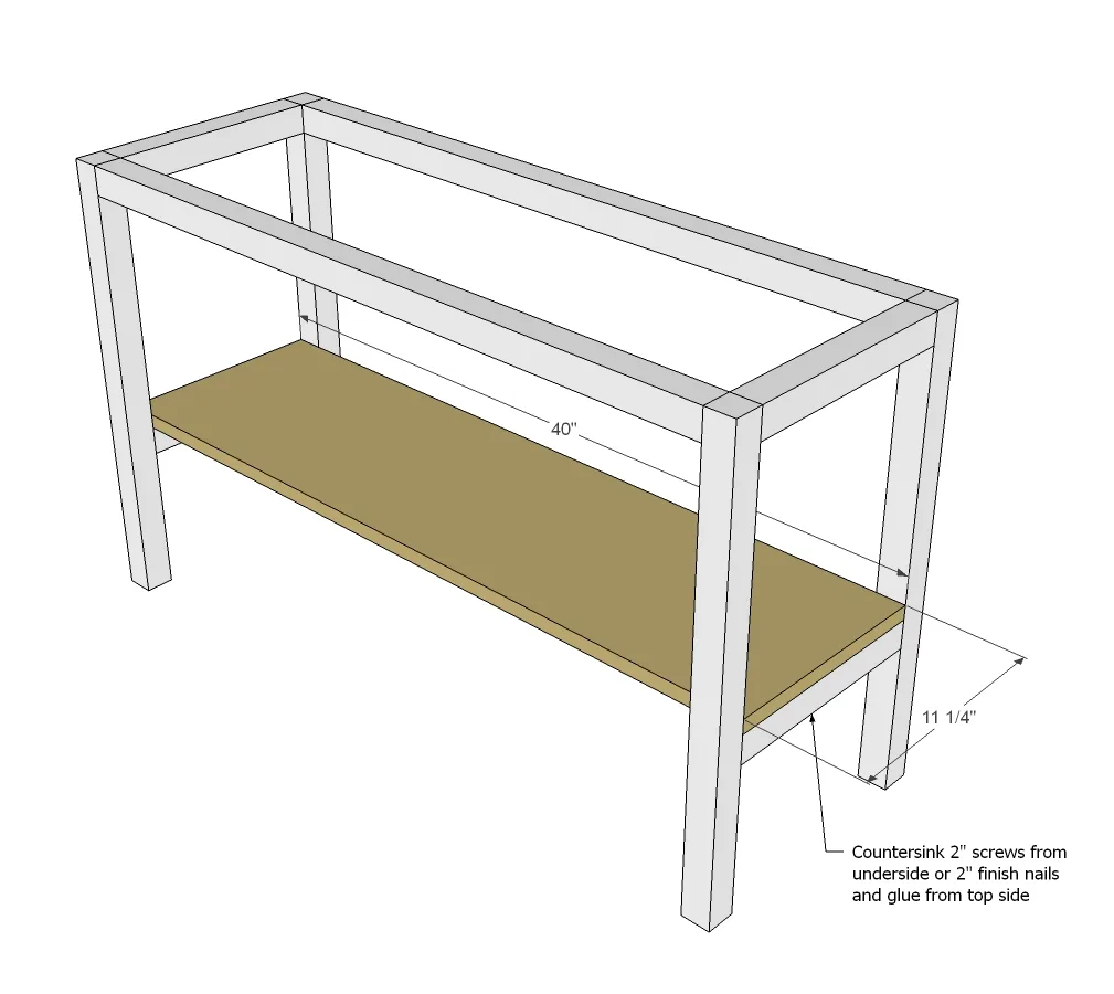 Rectangle End Table with Shelf, step 3