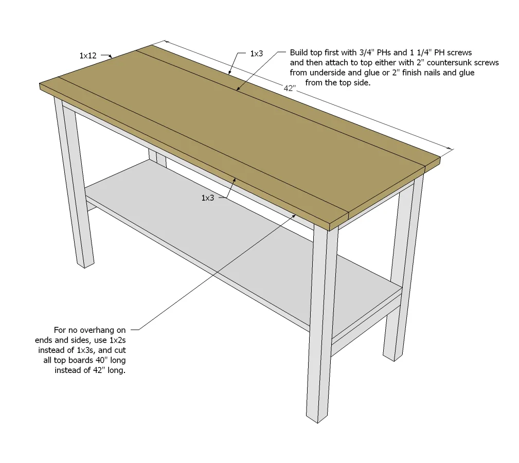 Rectangle End Table with Shelf, step 4