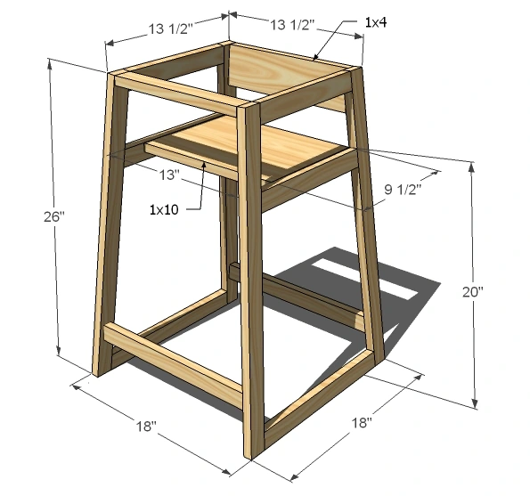 Restaurant High Chair dimension diagram 1