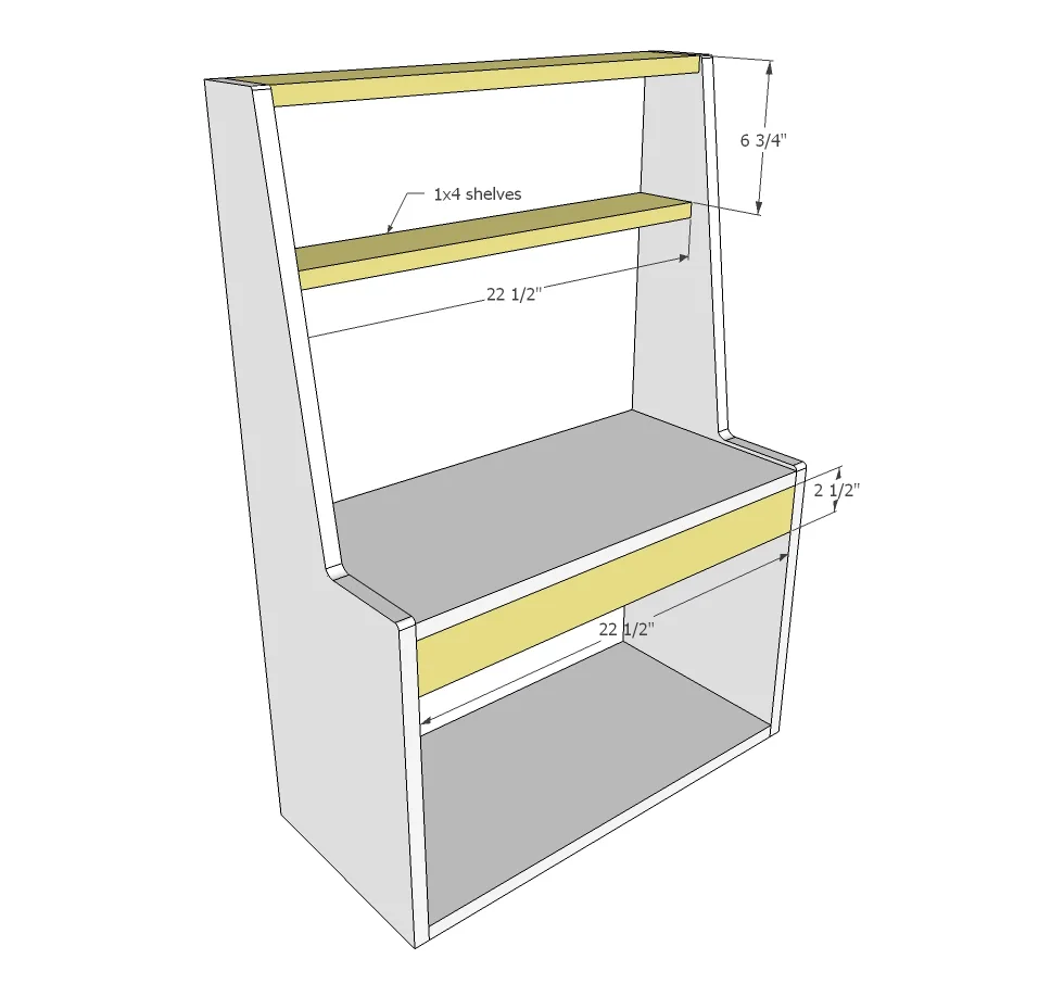 Retro Wood Toy Pretend Play Kitchen Dish Hutch, step 3