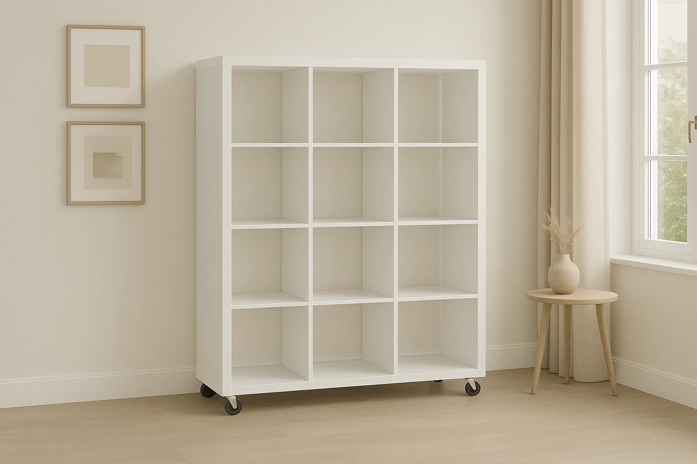 Rolling Room Divider Cubbies