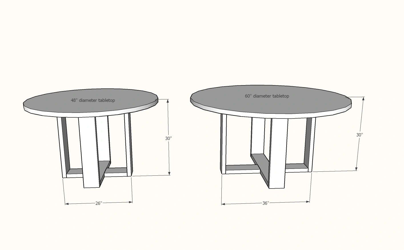 Round Modern Dining Table Base dimension diagram 1