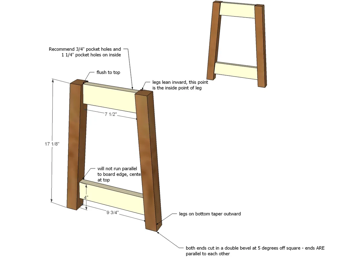 Rustic Double X Bench, step 1