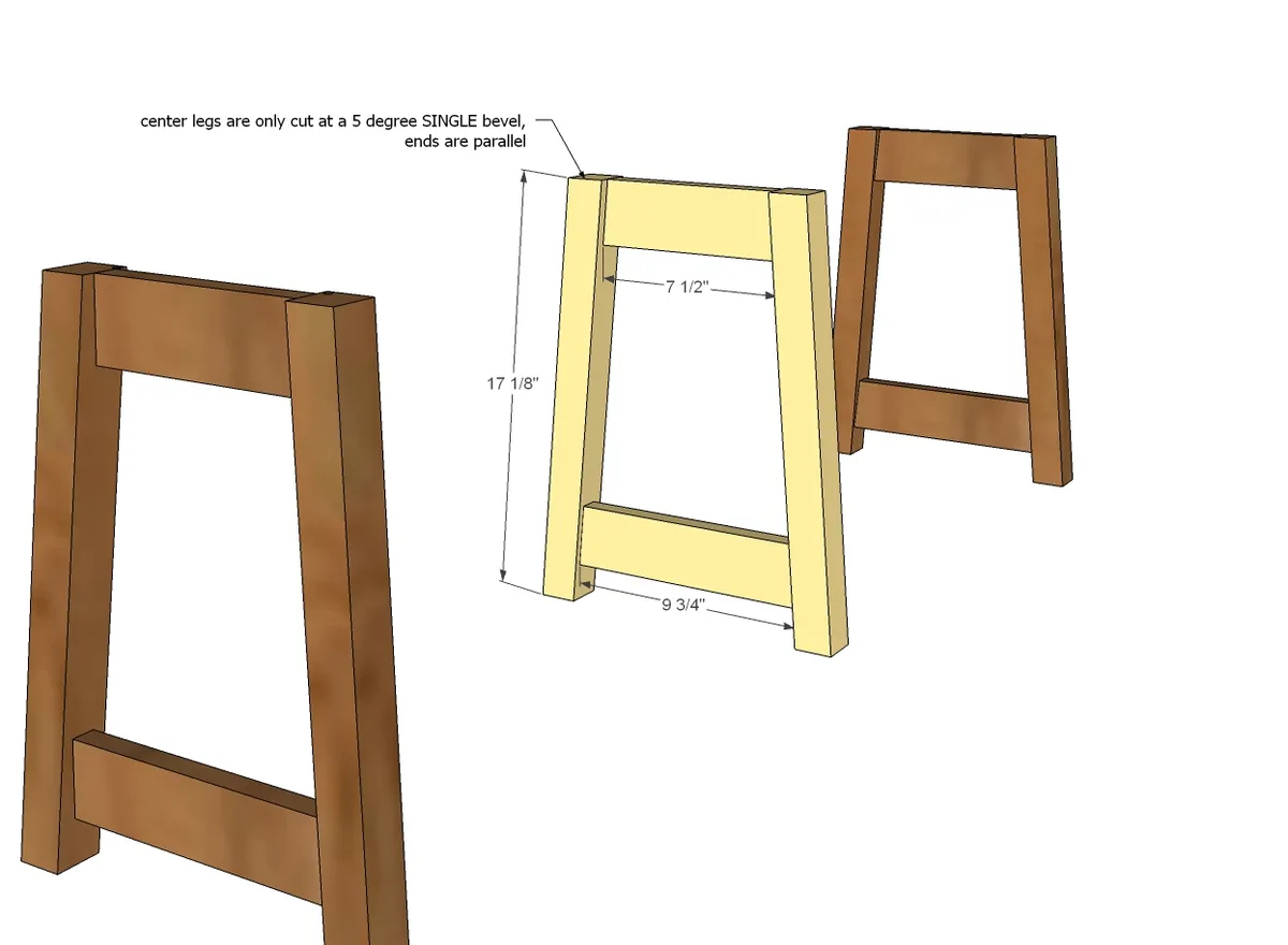 Rustic Double X Bench, step 2