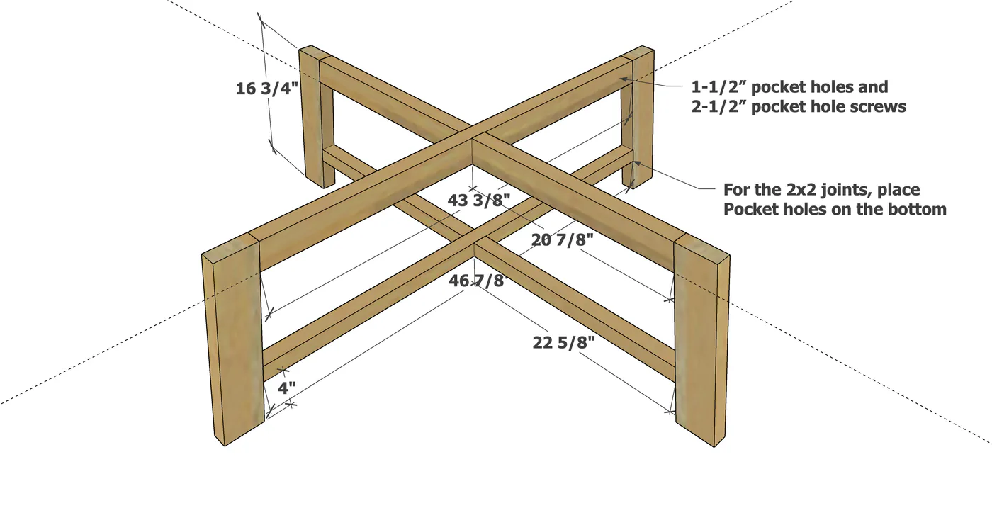 Rustic Farmhouse Round Grand Coffee Table, step 2