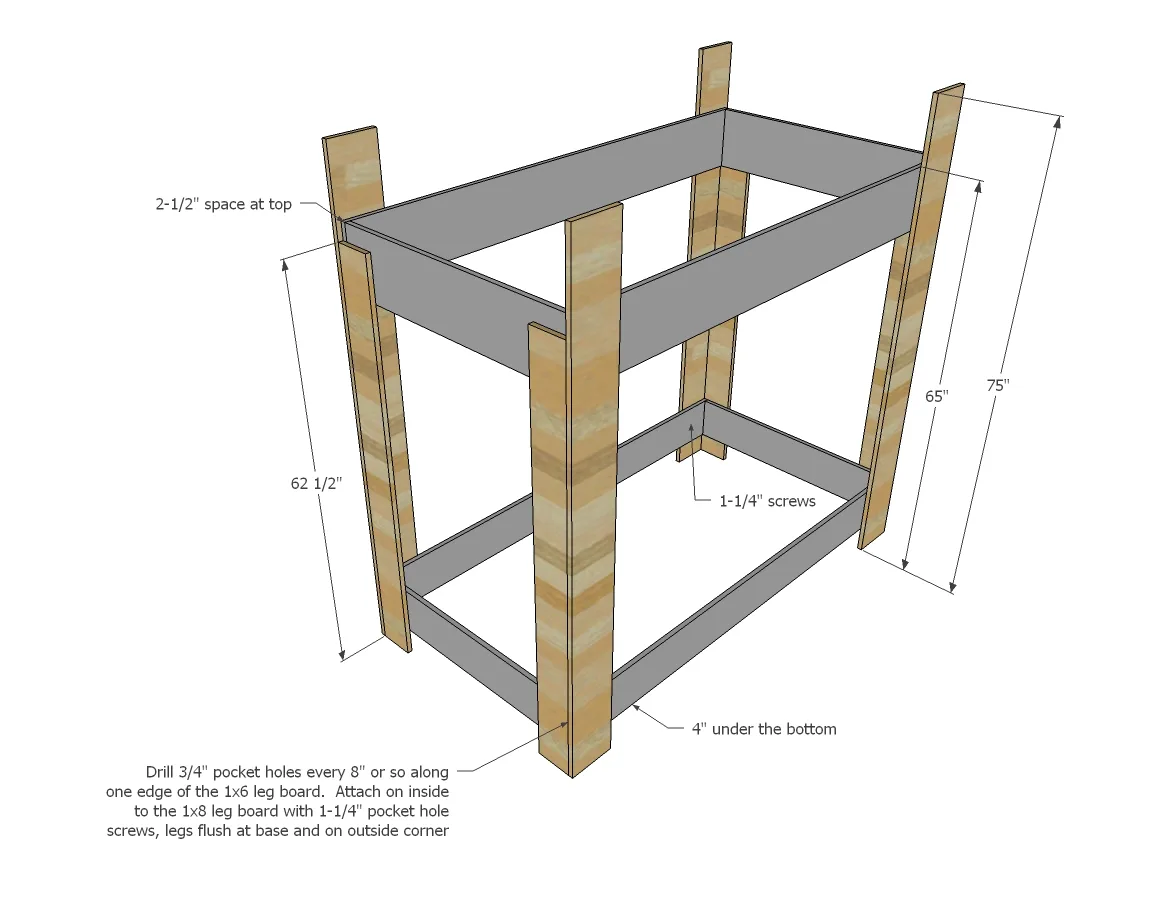 Rustic Modern Bunk Bed, step 2