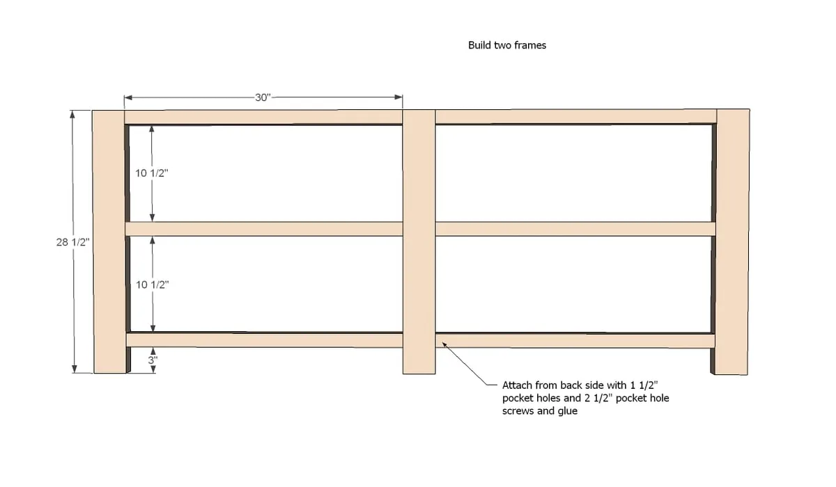Rustic X Console Table, step 1