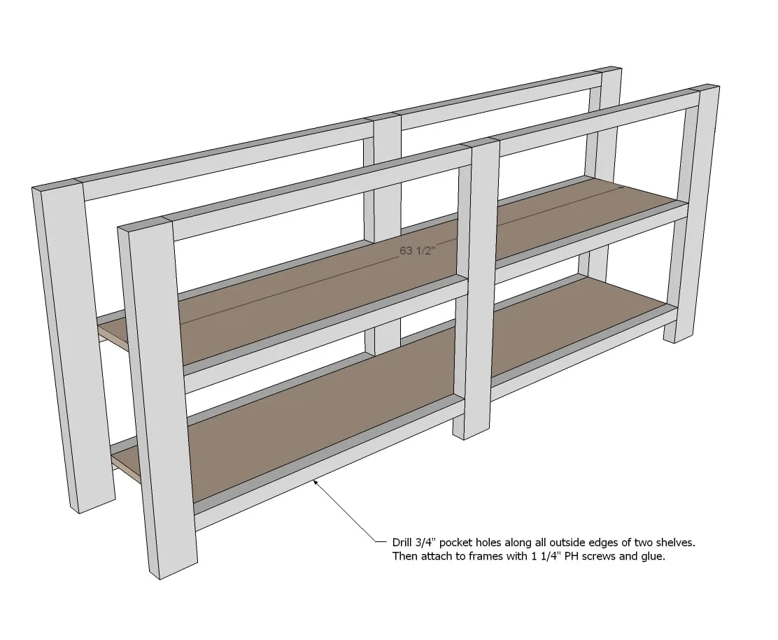Rustic X Console Table, step 2