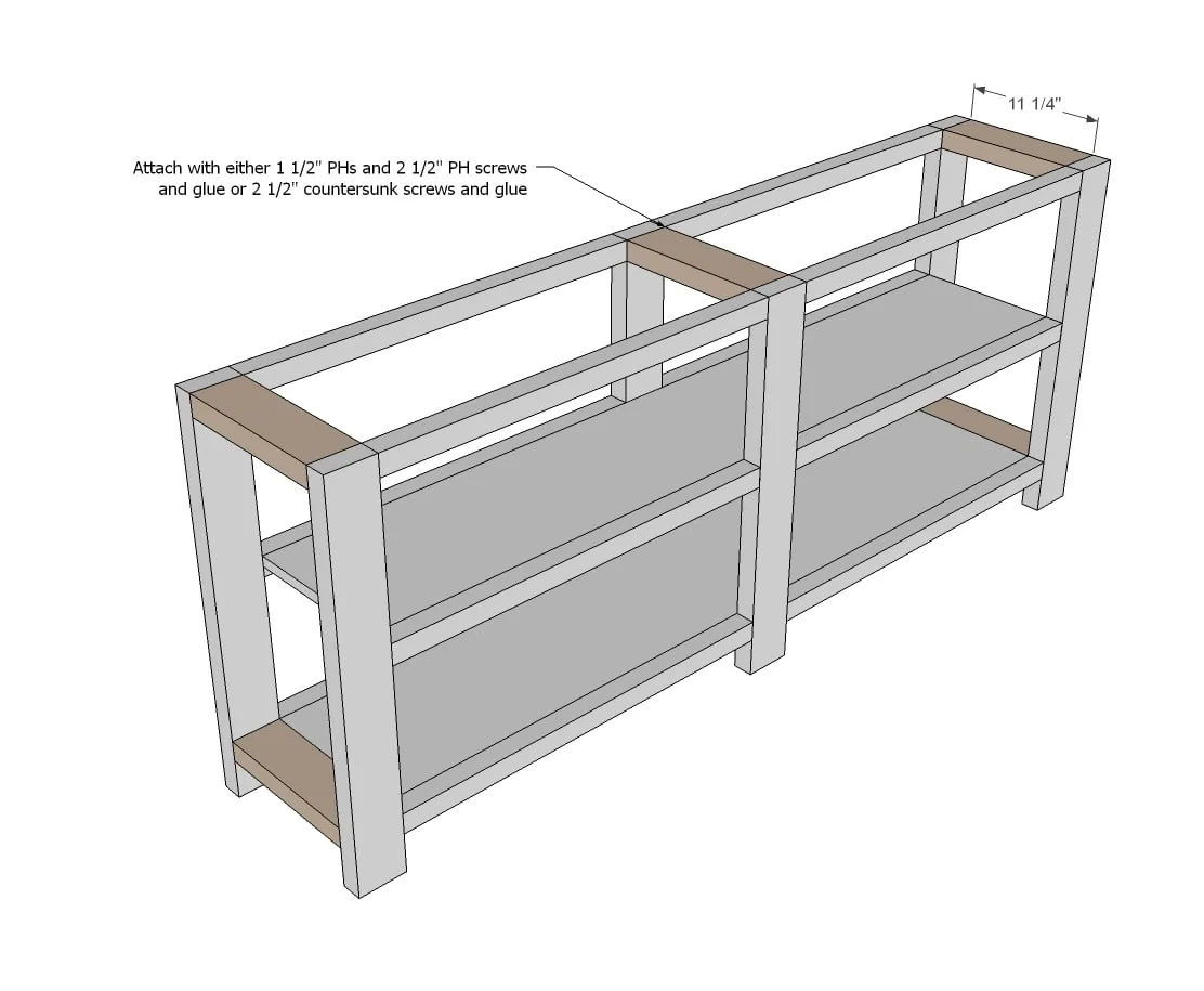 Rustic X Console Table, step 3